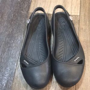 Crocs slingback maryjane shoes size 6 flats Black women's